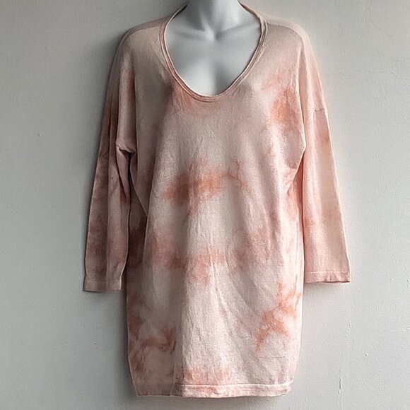 Pure Jill Linen Blend Tunic Top Beachy Size Medium Tie Dye Drop Shoulder - Picture 1 of 4